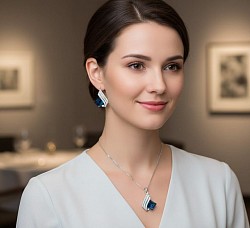 Elevate your style with a set that speaks of sophistication. Our new Ocean Blue Crystal Set is crafted from premium high-grade stainless steel, this duo offers the perfect blend of luxury and practicality: ✨ Deep Sapphire Radiance: Stunning rectangular crystals that catch the light from every angle. ✨  Price 12$