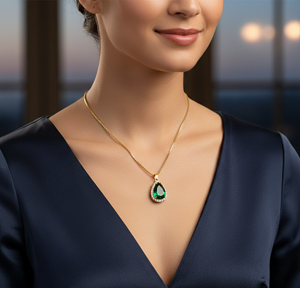 Green gold plated necklace.
